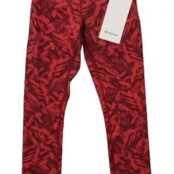 NWT lululemon Wunder Train HR Tight 25" Spray Leaf Red - Picture 2 of 3